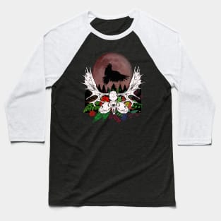 blood moon, raven, wolf skulls, moose skulls and flowers Baseball T-Shirt